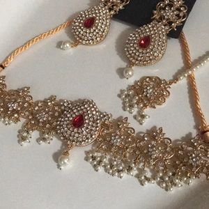 Indian Jewelry Necklace and Earring Set Desi